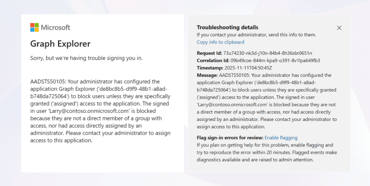Fix Sign-in Error Code AADSTS50105